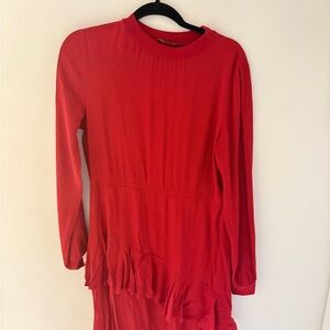 Elegant Red Long Sleeve Dress